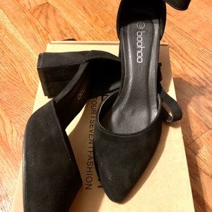 Pointed block heel ballets